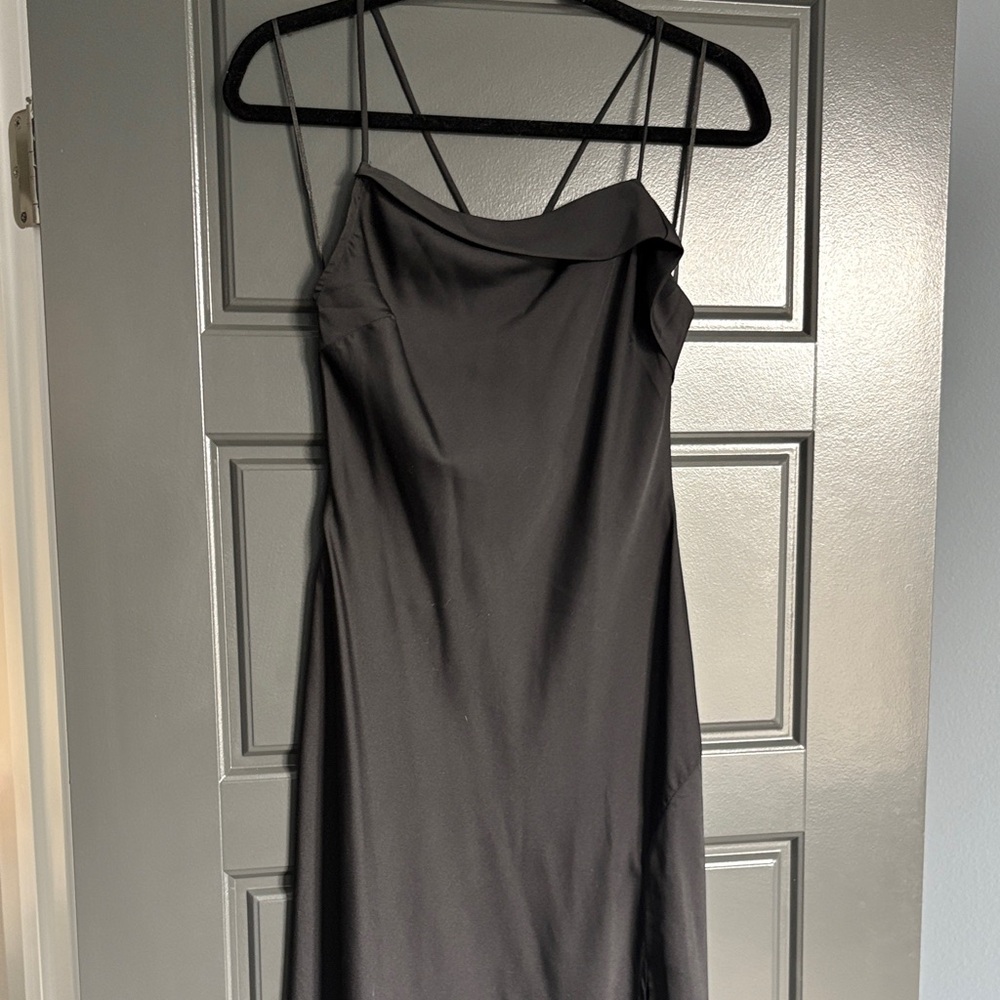 Elegant Black Spaghetti Strap Midi Dress